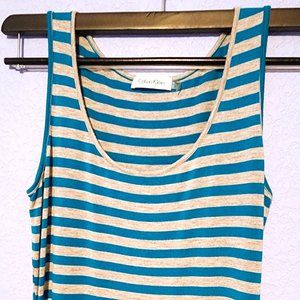 Calvin Klein Blue White Horizontal Striped Maxi Dress